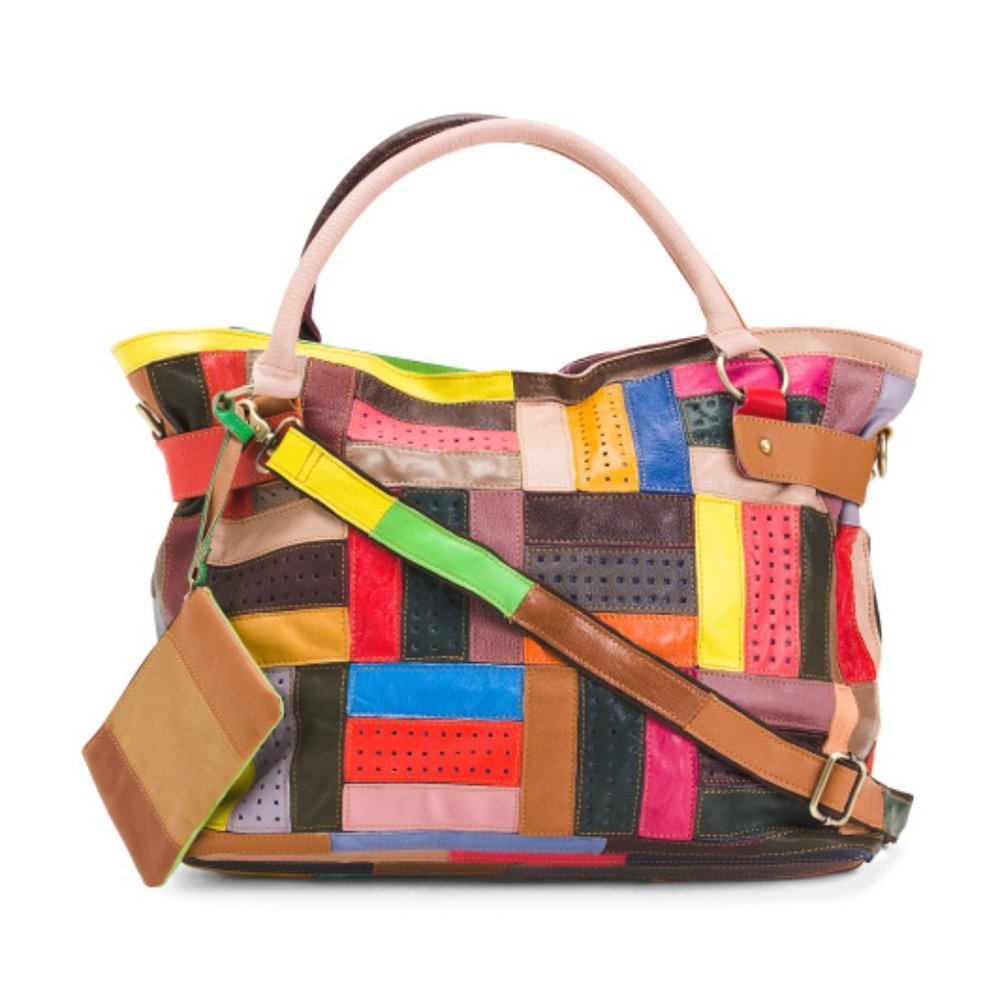 AMERILEATHER Mazy Leather Large Never Full Bag. Red Yellow Brown Green. Classy